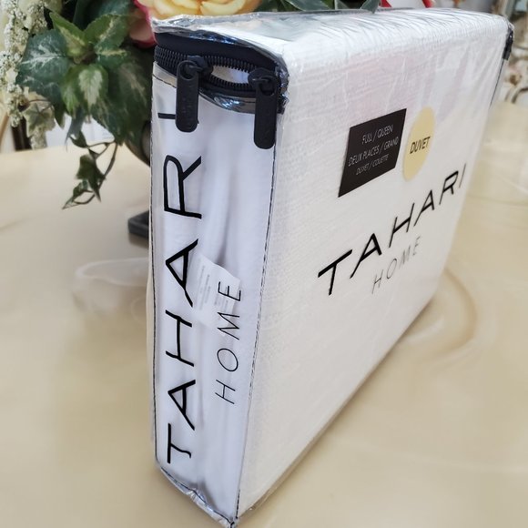 TAHARI Home Full/Queen 100% Cotton Moss Bright White Duvet - Picture 3 of 10